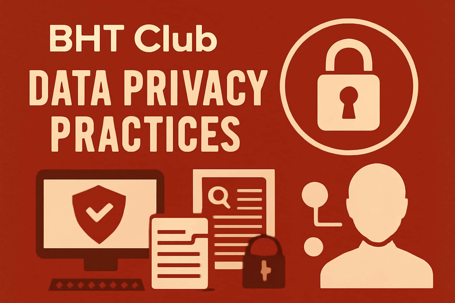 An informative representation of BHT Club's data privacy practices with secure elements.