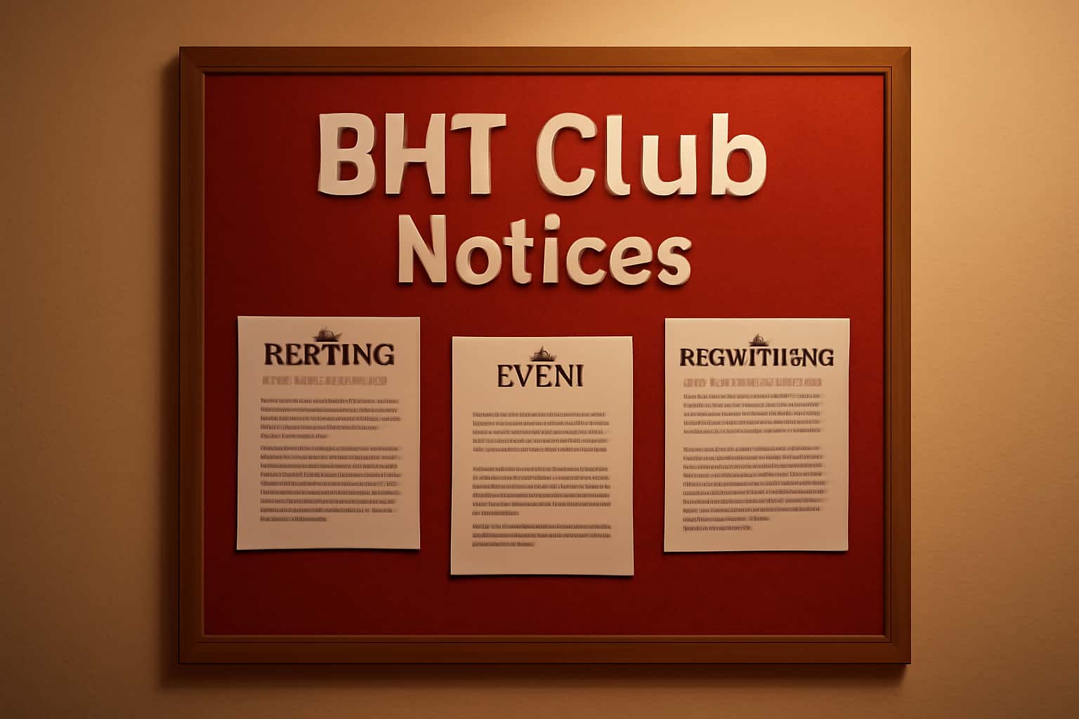 Informational scene about BHT Club Notices with clear branding.