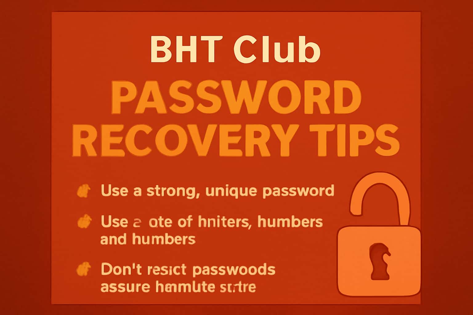 Informational scene depicting BHT Club Password Recovery Tips.
