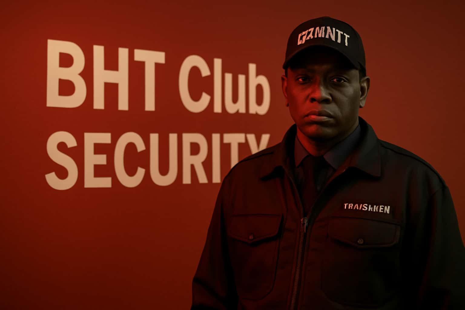 Informational scene depicting BHT Club Security with a high-tech aesthetic.